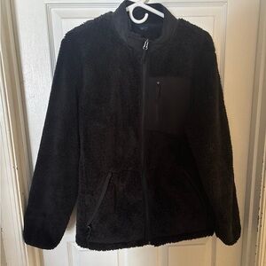 Plush Black Zip-Up Jacket